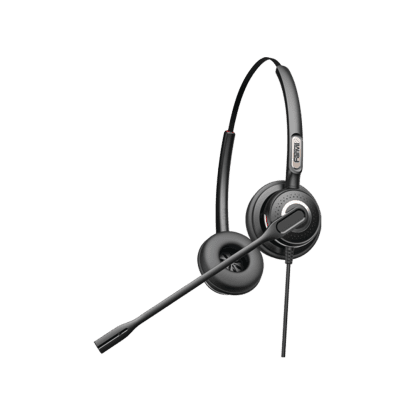 Diadema binaudal (duo) con tecnología antishock para teléfonos IP FANVIL y Polycom con micrófono de cancelación de ruido, larga durabilidad