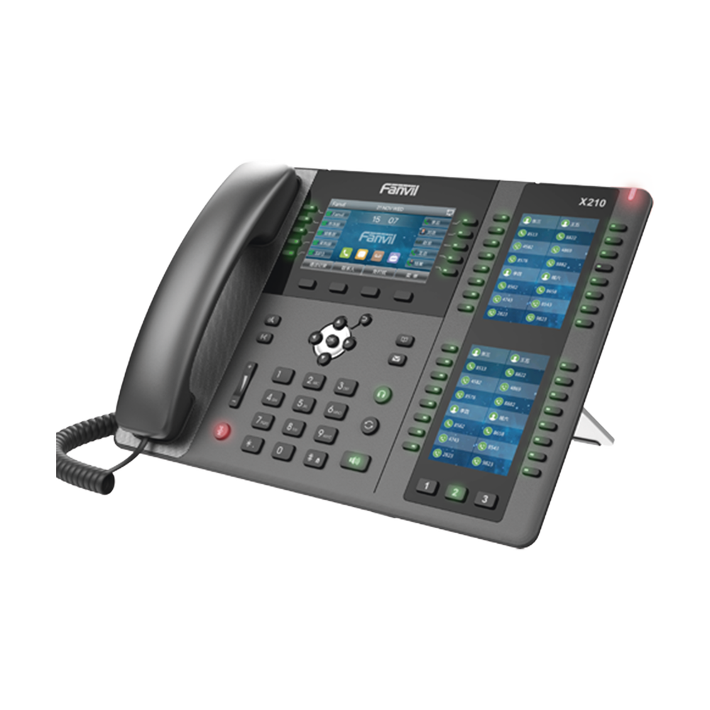 Teléfono empresarial IP hasta 20 lineas SIP, 106 botones DSS, con Bluetooth integrado para diademas, puertos Gigabit, soporta recepción video, PoE
